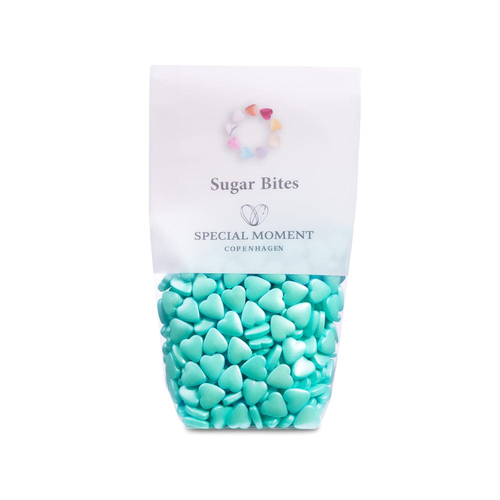 Sugar Bites - Hjerter mini i Lyseblå perlemor