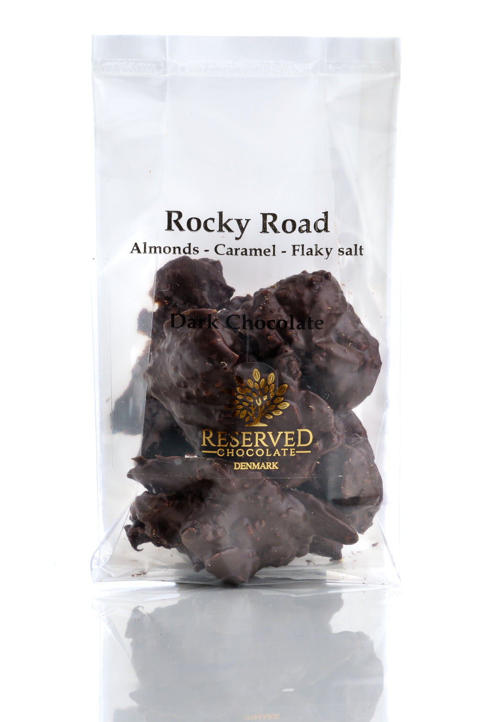 Rocky Road - Mørk chokolade med mandelflager, karamel & flage salt